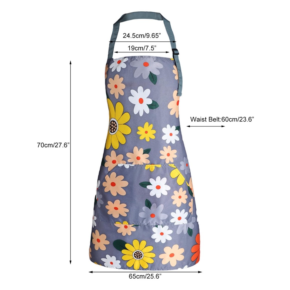 Apron for with Pockets, Adjustable Waterproof Floral Chef Aprons for Kitchen,...