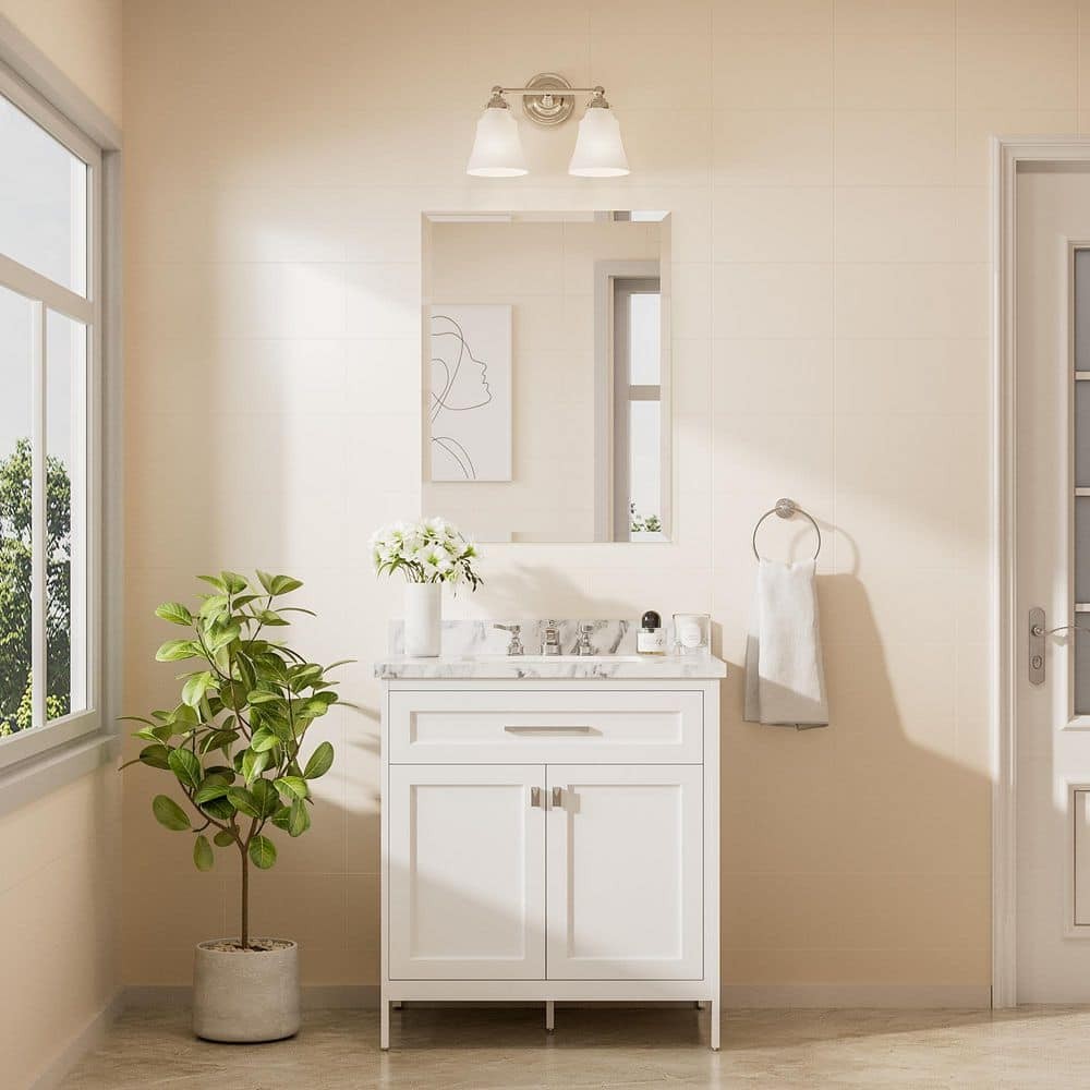 KeonJinn 24" W x 32" H Rectangular Beveled Frameless Wall Mount Bathroom Vanity