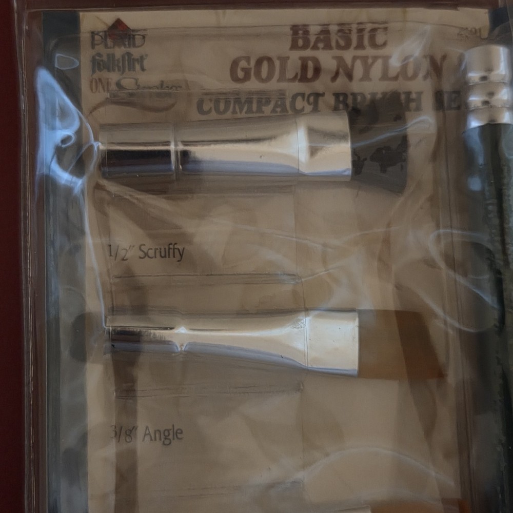 Plaid Folk Art One Stroke - Basic Gold Nylon Compact Brush Set