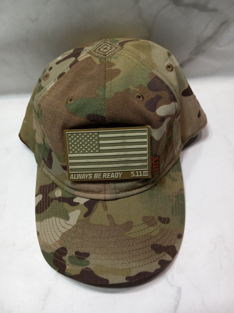 5.11 Flag Bearer Tactical Strapback Hook and Loop Patch Cap Hat Multicamo
