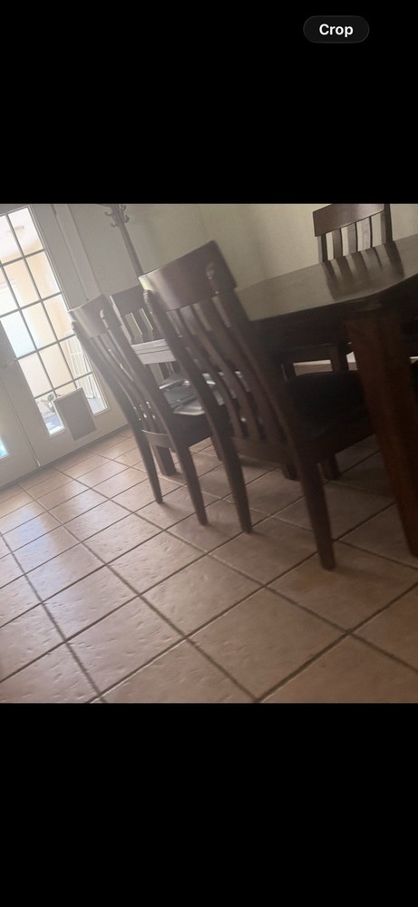 6 Piece Brown Dark Wood Rectangular Dining Table Set with Chairs for Kitchen