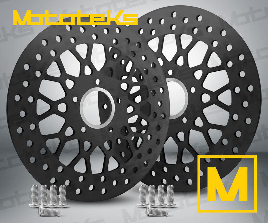 11.5 FRONT ROTOR BLACK MESH STAINLESS FOR HARLEY TOURING BAGGER MODELS SET