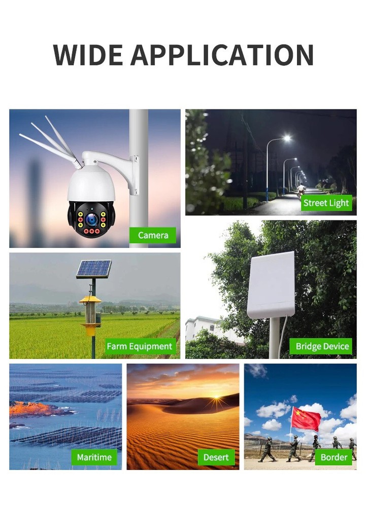 Rechargeable Solar Panel CCTV Mount Bracket for PTZ Camera 12V DC 40 Amp Battery
