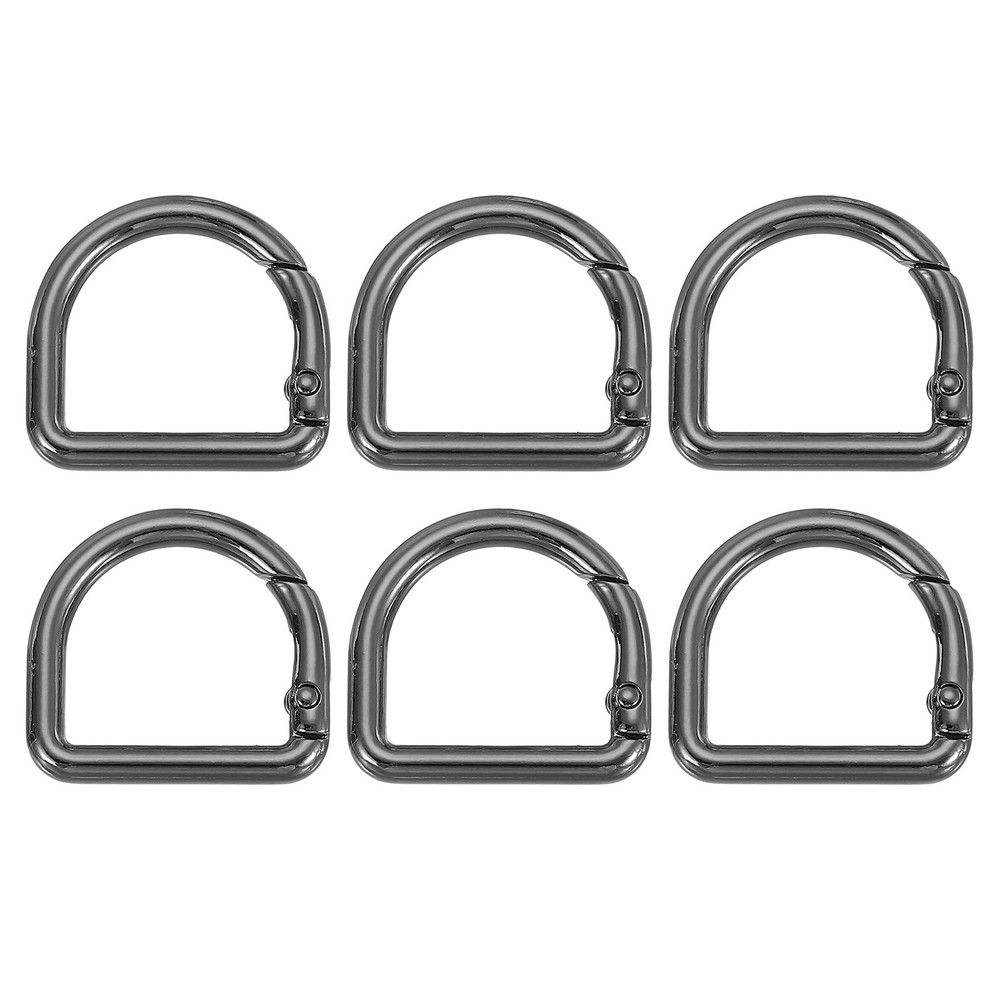 6 Pcs 27mm D Shaped Spring Snap Keychain Clip for Purses Black