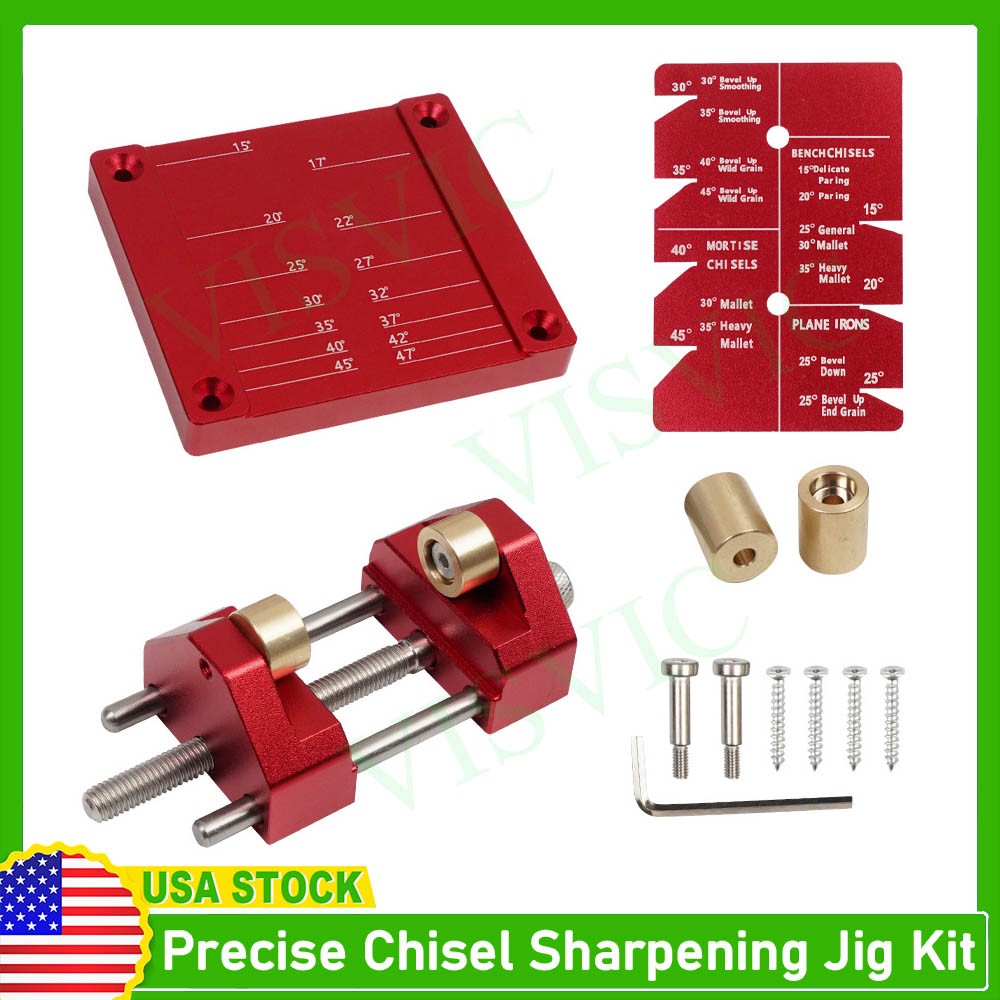 Chisel Sharpening Jig Kit, Honing Guide for 5/32"–3" Chisels, Adjustable Angle