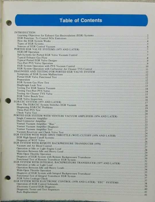Ford Exhaust Gas Recirculation Systems Manual