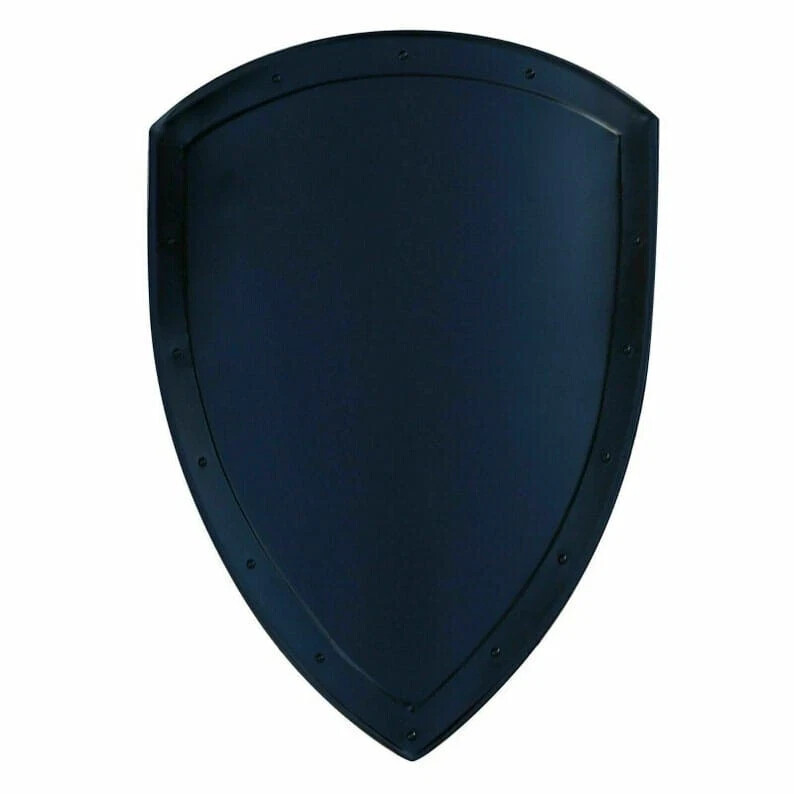 22'' Medieval Functional Historical Replica Solid Black Heater Shield Halloween