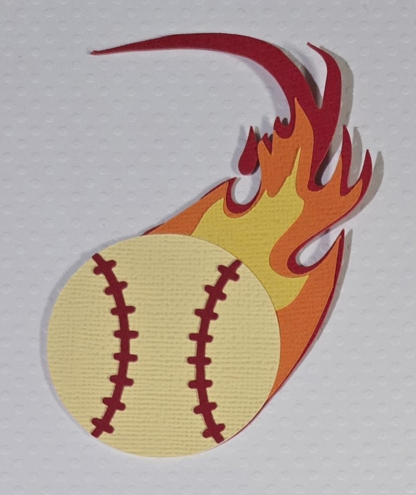 Flaming Softball. Scrapbook, Card Making Paper Piecing