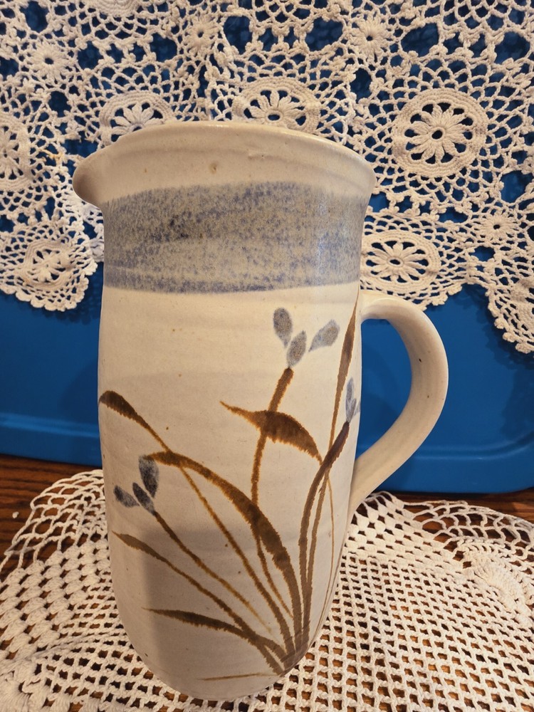 Signed Studio Art Pottery Pitcher 8" Beautiful!!