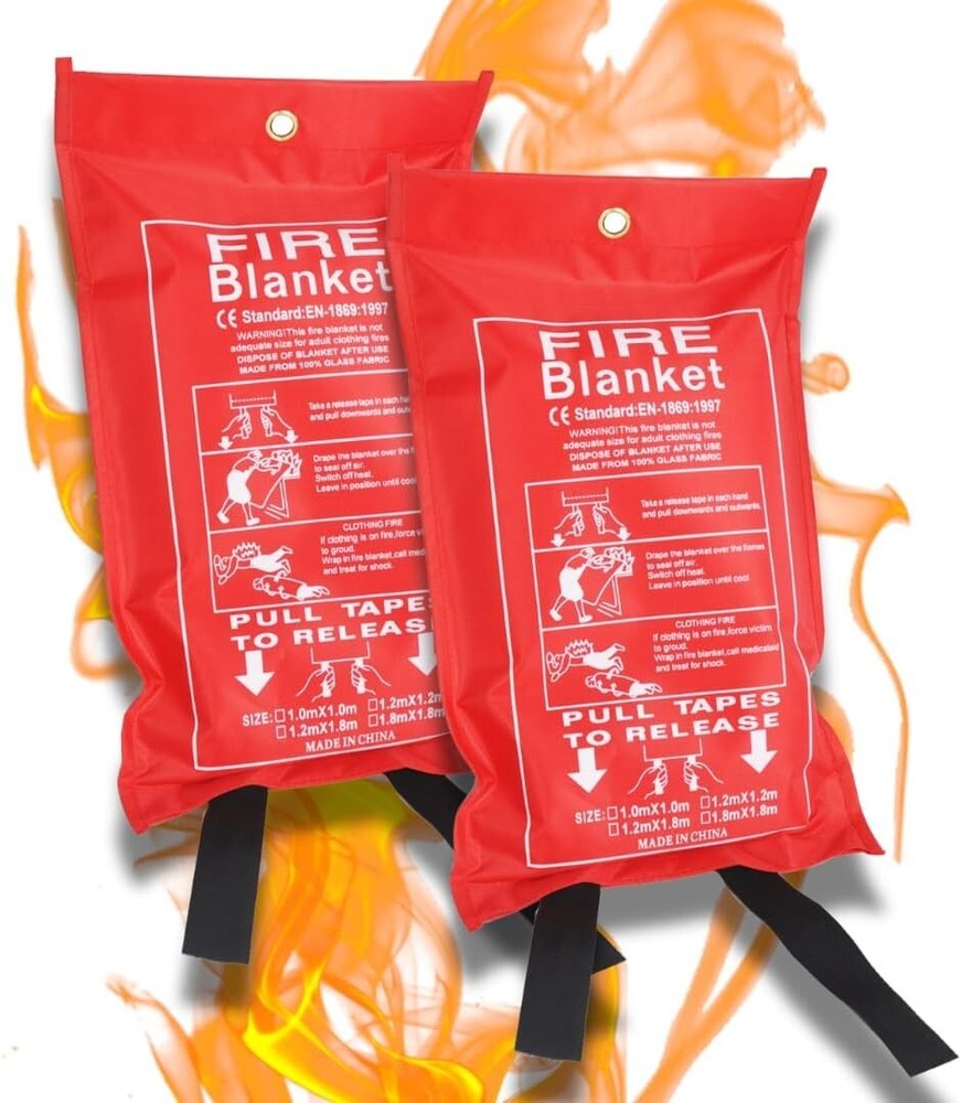 Fire Blankets 2 Pack Emergency Fire Suppression Heat Resistant Safety Blanket