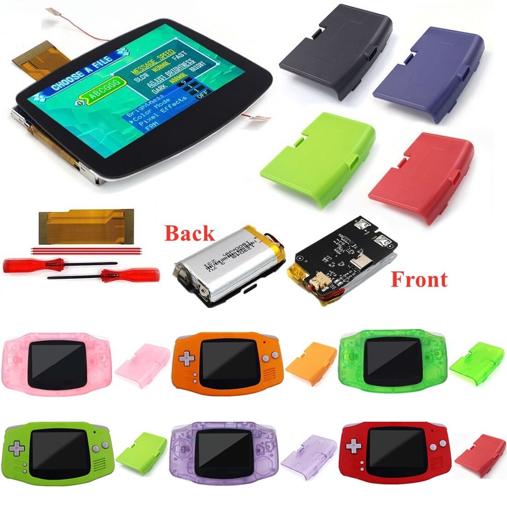 Hispeedido V5 Laminated IPS LCD Kit+Pre-cut Shell W/Rechargable Battery For GBA