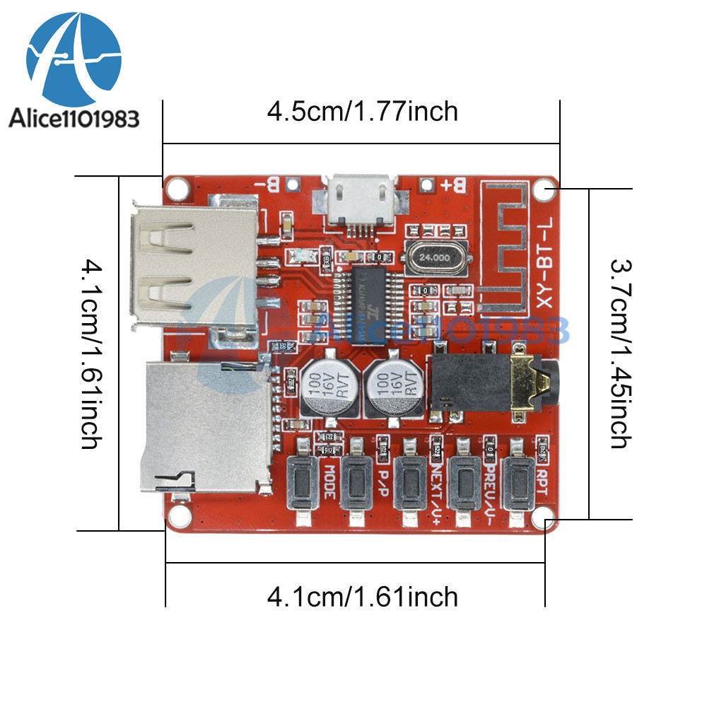 10pcs 3.7-5V Bluetooth 4.1 Audio Decoder MP3 Player Board TF SD Card Module
