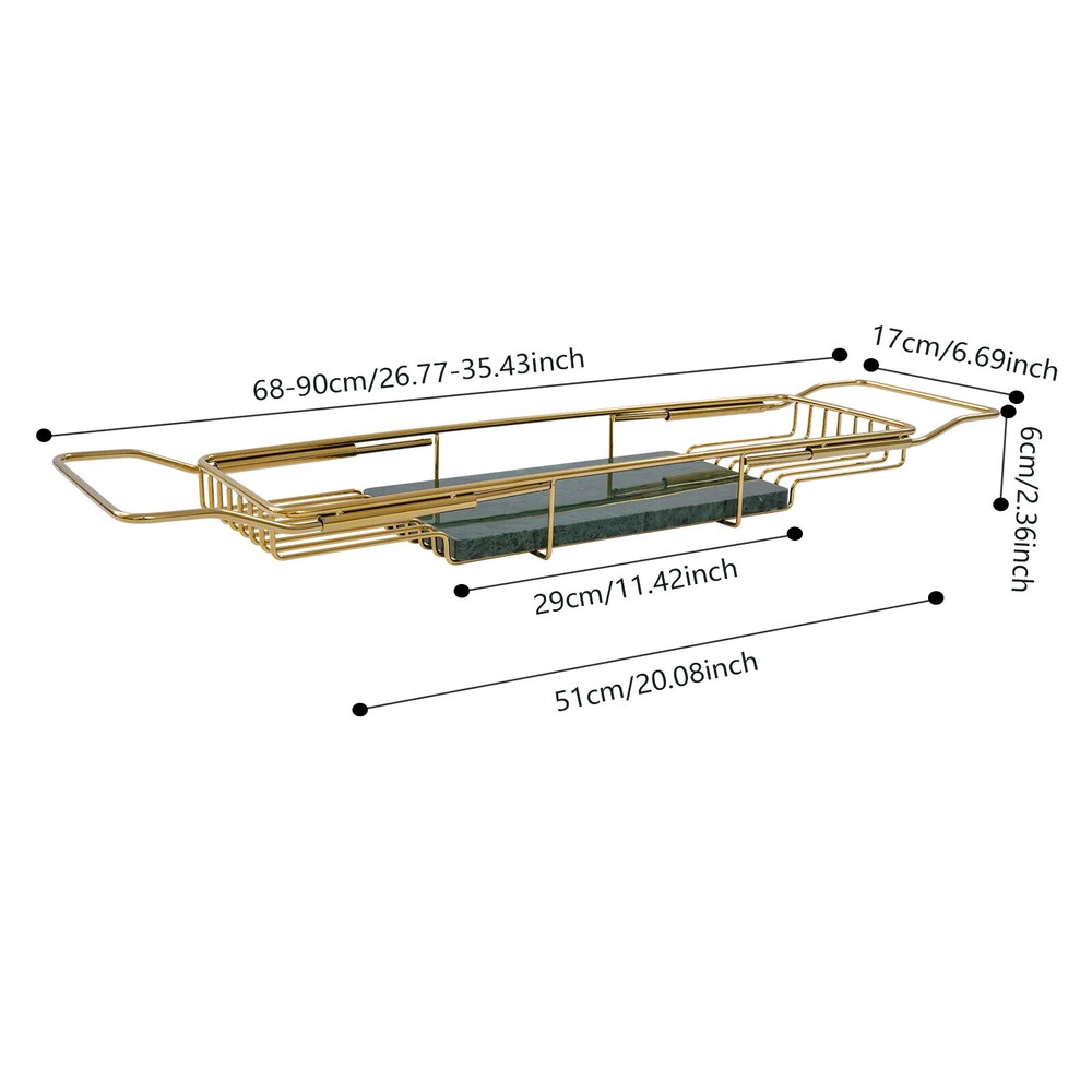 Expandable Bathtub Tray with Elegant Marble Board - Stylish & Durable