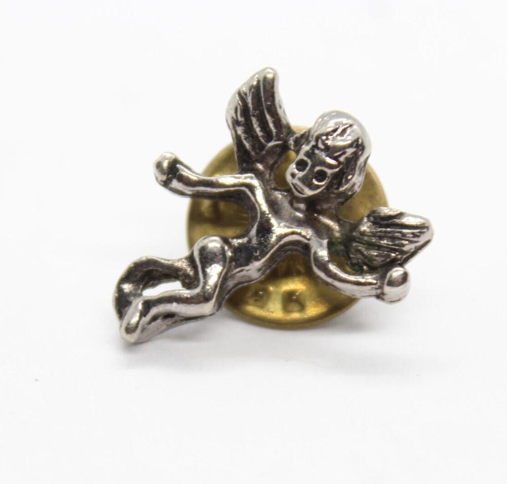 Angel Cherub Lapel Pin Silver Tone Beautiful #2