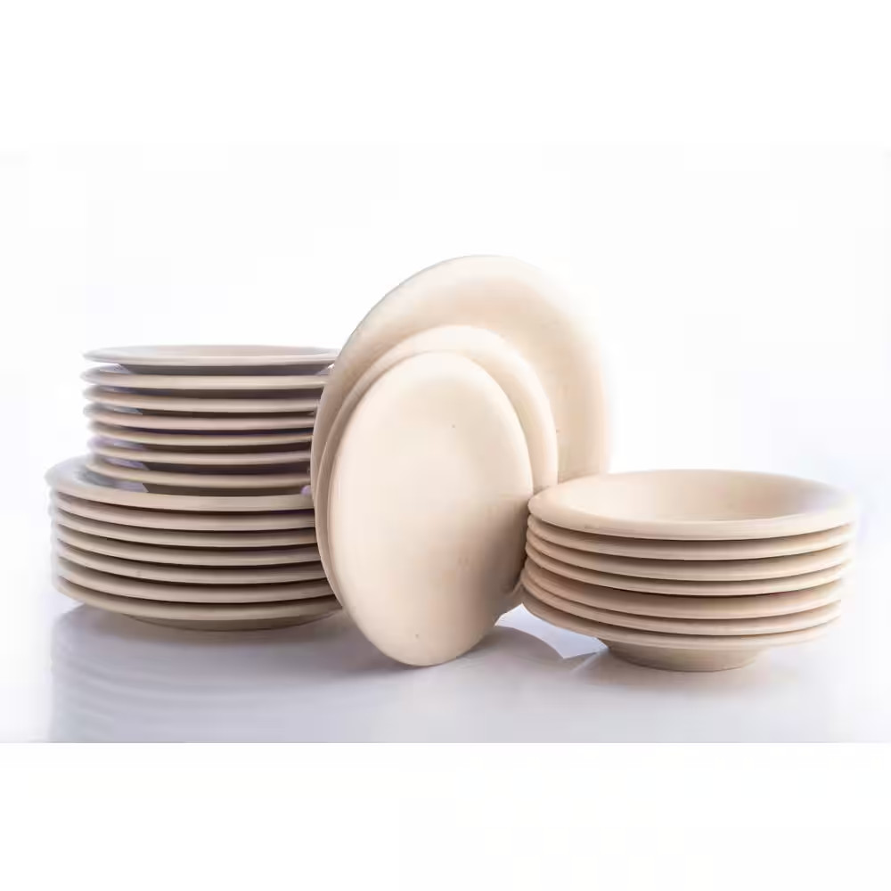 Aro 24-Piece Cream Matte Stoneware Dinnerware Set (Service for 8)
