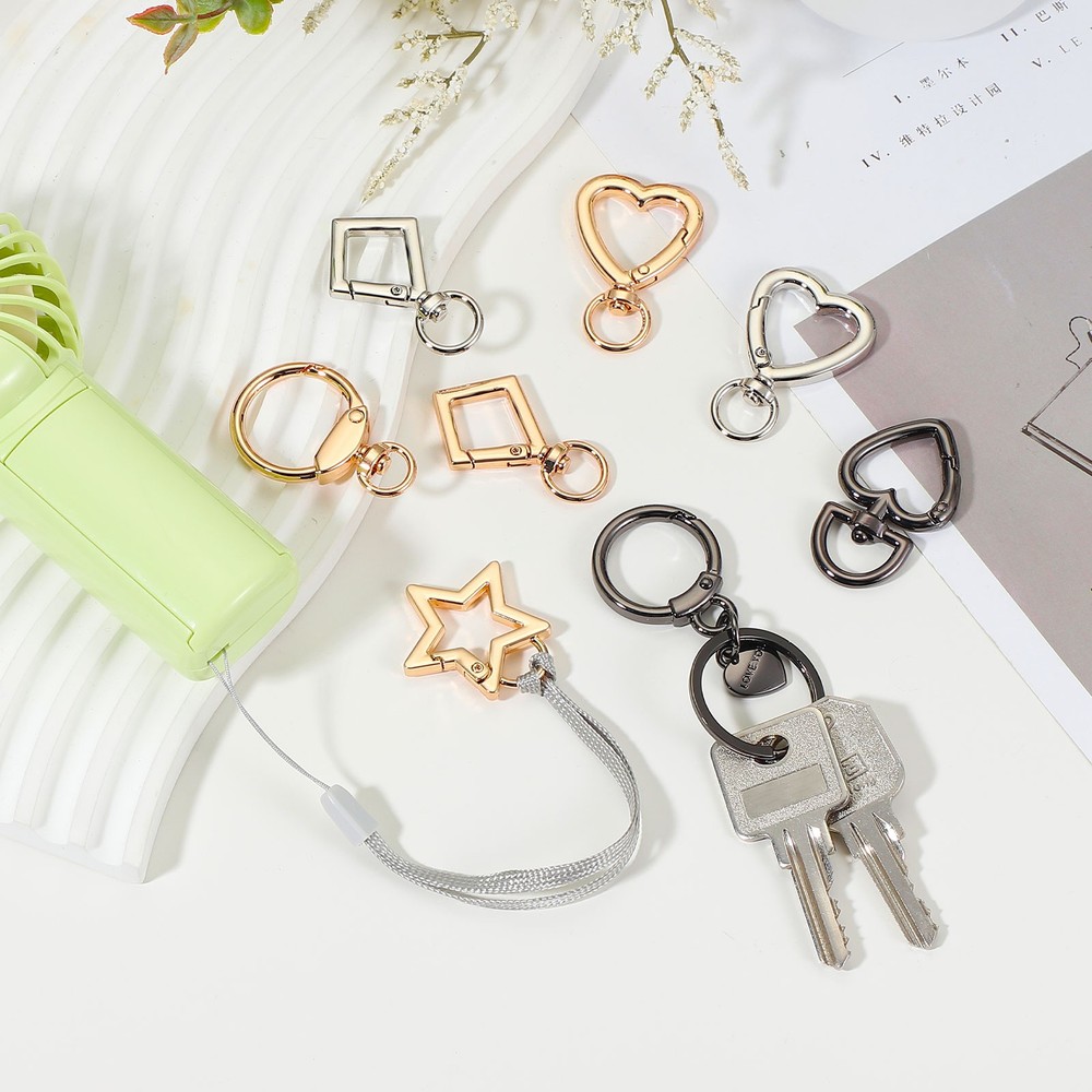 10 Pcs Round Spring Snap Hooks, Trigger O Rings Buckle Silver