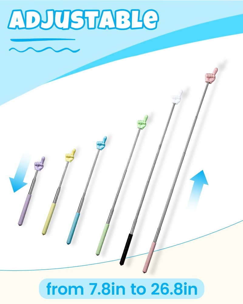 NOKOGMT 6PCS Finger Pointer Stick for Classroom – Extendable Teacher Pointer...