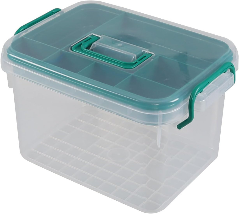 1 Pack Plastic Medicine Storage Kit with Tray, First Aid Storage Box with Handle