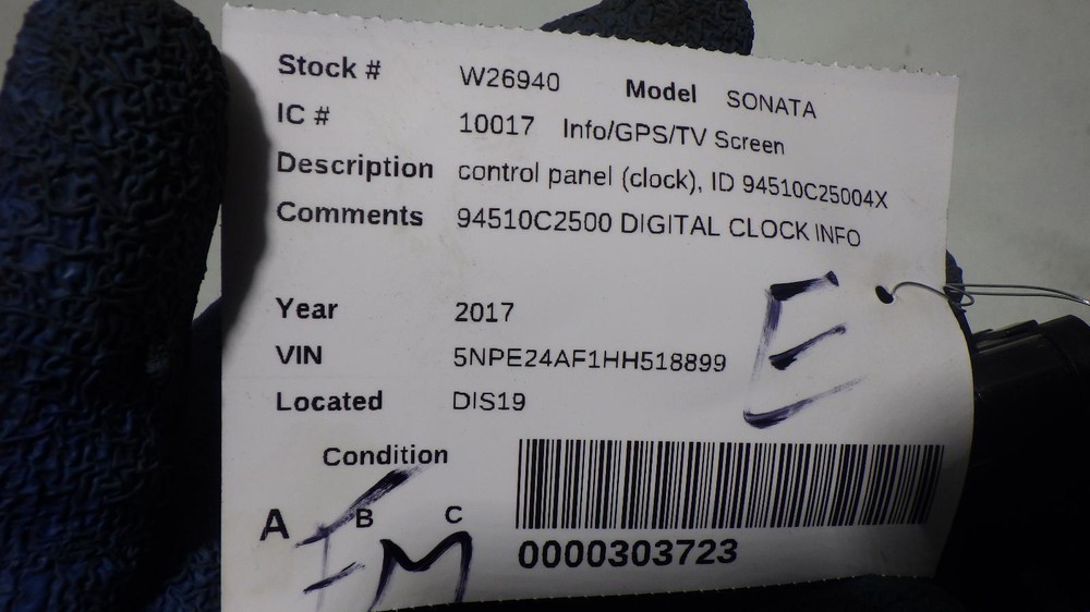 17 HYUNDAI SONATA Info Screen control panel 94510C2500