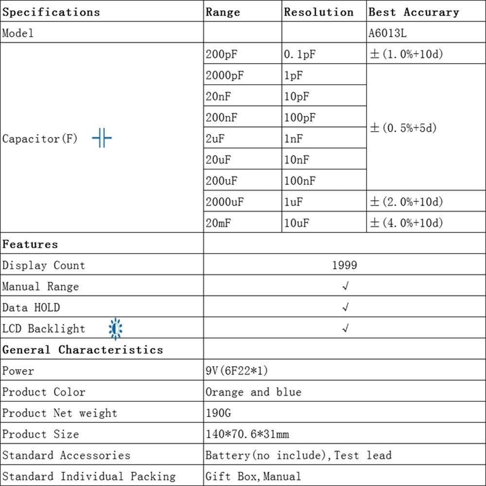 Precision Handheld Capacitance Meter with Overload Protection and Data Hold