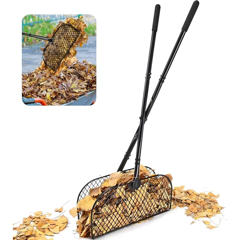 Long Handle Leaf Collector Rake Yard Tool Lightweight Durable Debris Grabber New