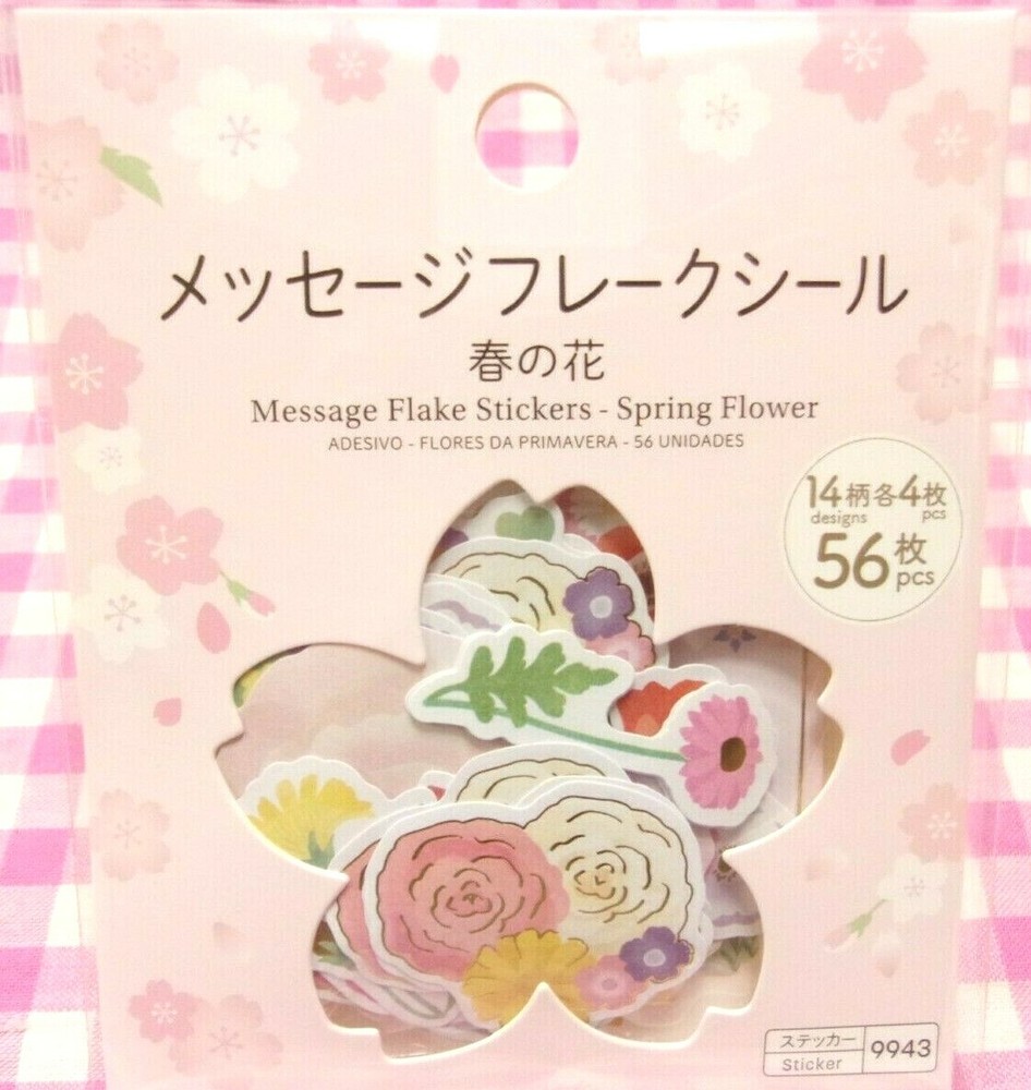 Spring Flower Message Flake Sticker / Japan DAISO 56 pieces