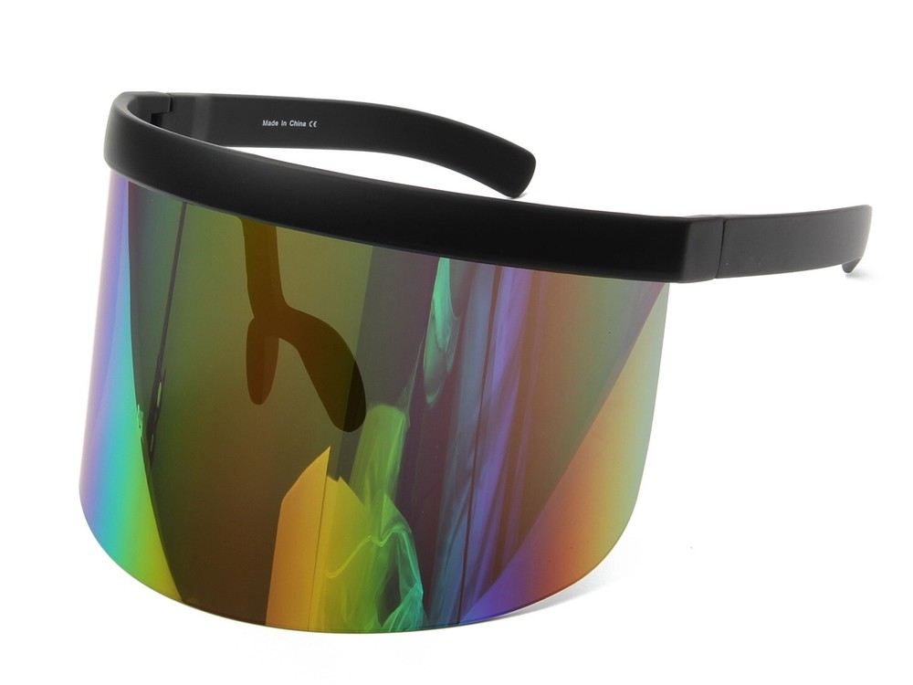 Oversized Colored Visor Protection Sunglasses - Large Tinted Face Shield Shades