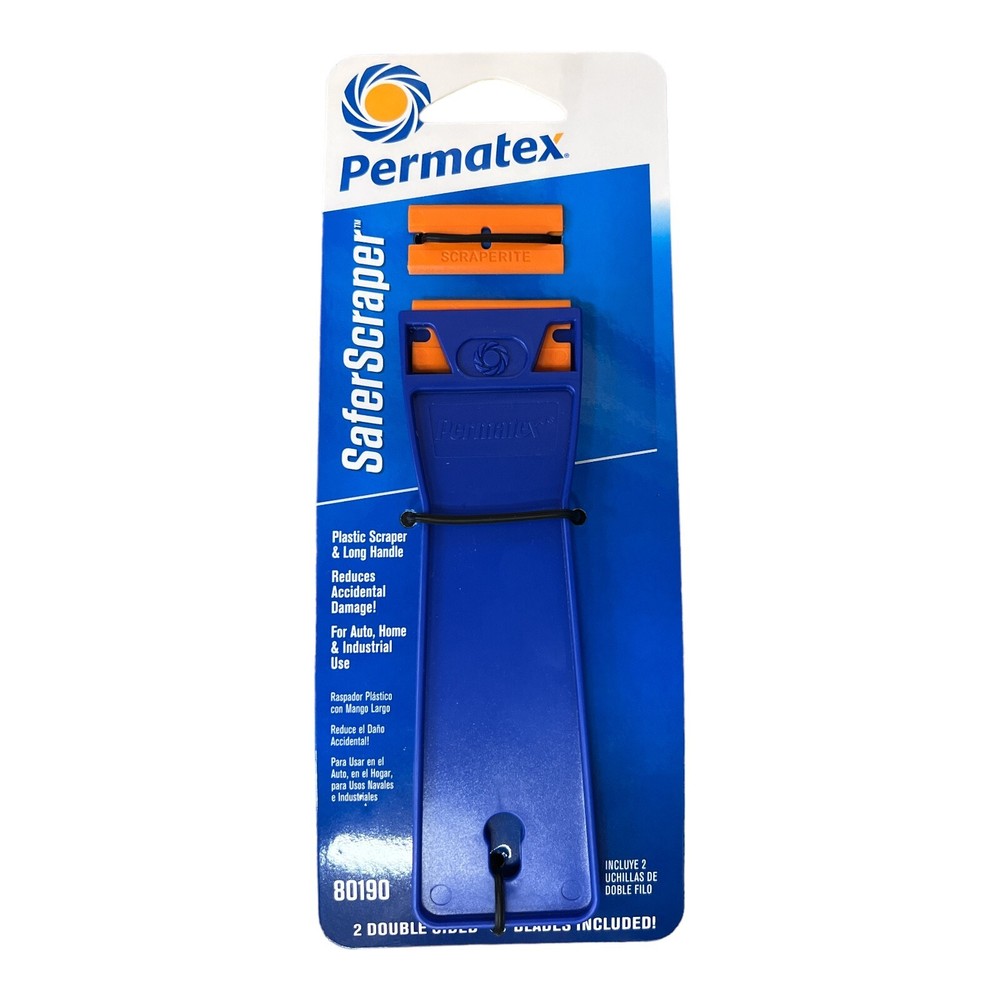Permatex Safer Scraper Plastic Scraper with 6 in. Handle and 2 Blades--Blue