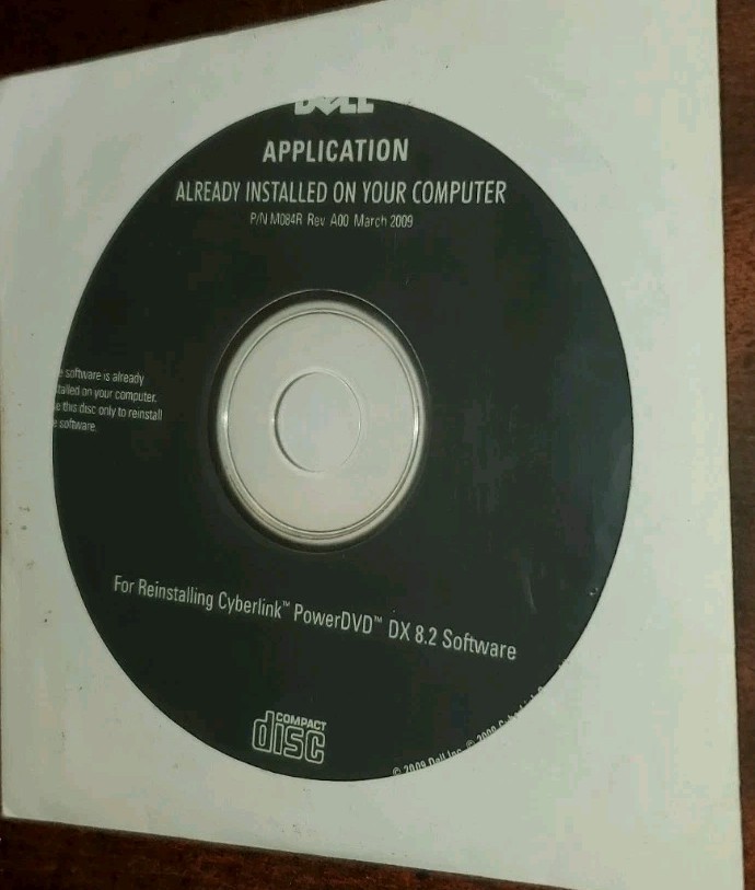 Dell Application Reinstalling Cyberlink Power DVD DX 8.2 Software Disc 2009