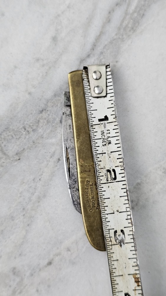 Antique Folding Advertisement Pocket Knife Brass Folder