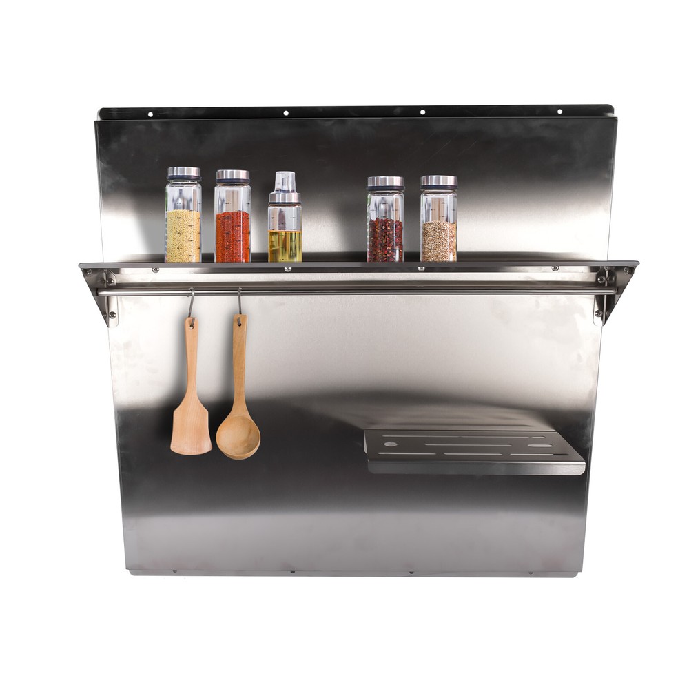 Backsplash with Shelf Stainless Steel Kitchen Range Hood Wall Tile Shield Modern