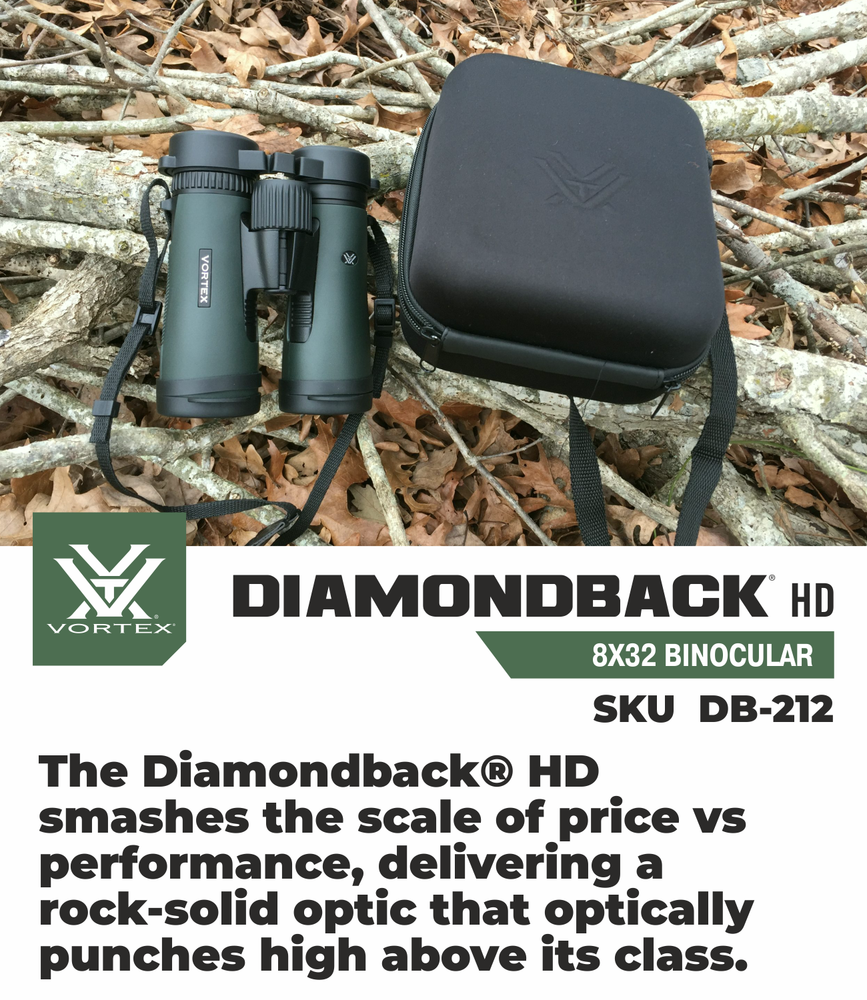 Vortex Optics DB-212 Diamondback HD 8x32 Binocular with Free Hat Bundle