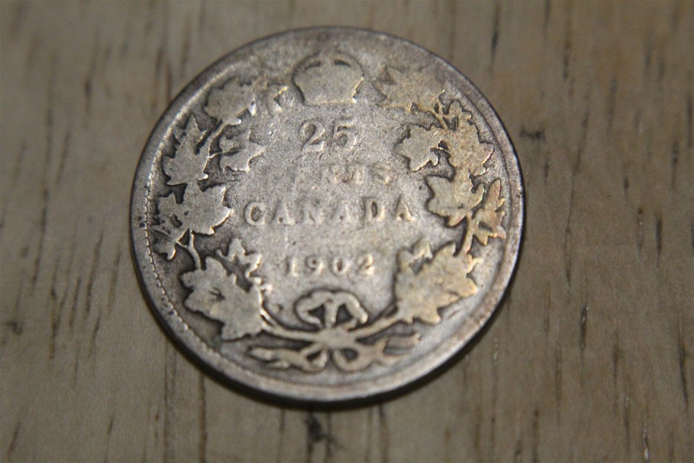 CANADA 25 CENTS 1902 SILVER KM11 INV D