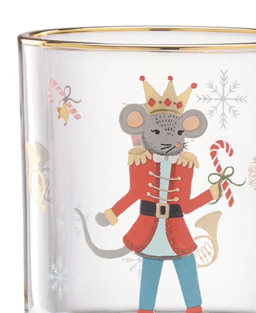 Lenox 898402 Nutcracker Ballet Double Old Fashioned 11 oz, Red & Green