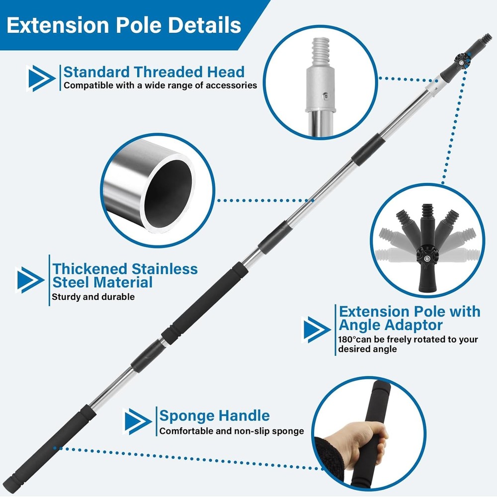 Paint Roller Extension Pole, 4ft to 12ft Pole black