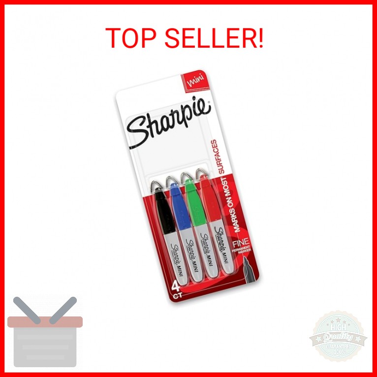 Sharpie Mini Permanent Markers, Fine Point, Assorted Colors, 4 Count