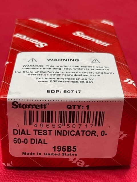 Starrett 196B5 Universal Back Plunger Dial Indicator, Adaptor Only & 3 Points