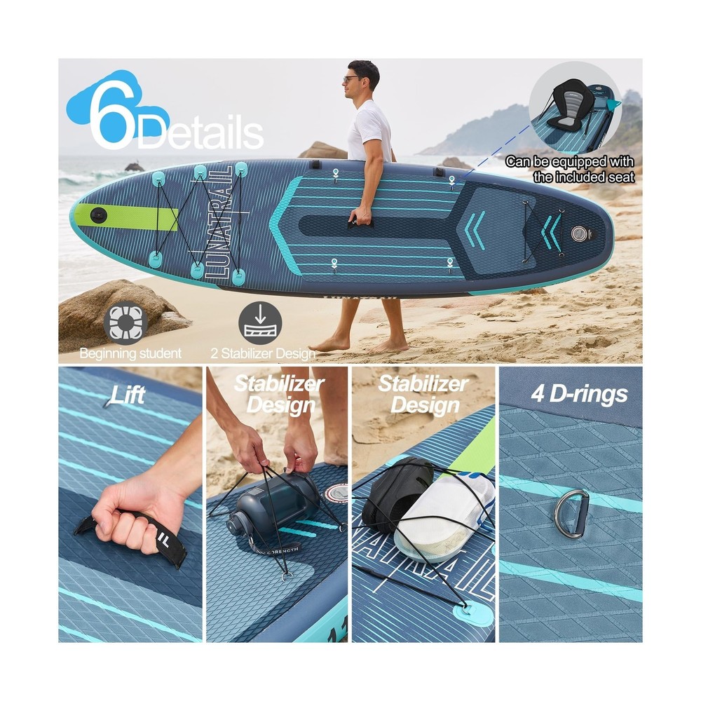 【11'×34"】 Extra Long/Extra Wide Premium Inflatable Stand Up P