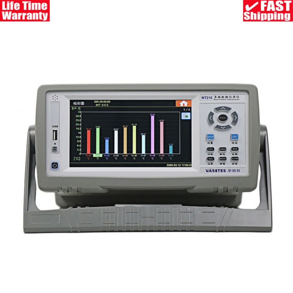 Temperature Logger Multi-Channel Data Recorder 7" Screen Support Universal Input