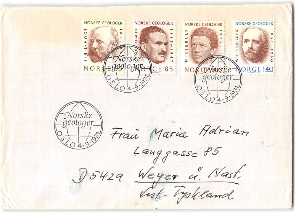 Norway #639-42 FDC, 1974