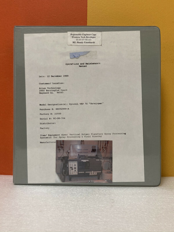 Western Dynamil VRP 70 Developer Operations & Maintenance Manual