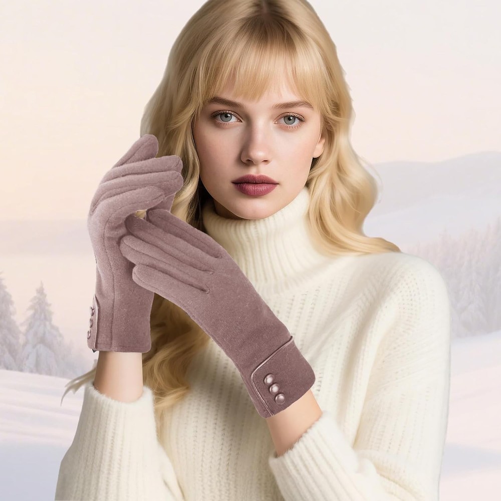 Women Winter Gloves Touchscreen Warm Fleece Lined Thermal Windproof
