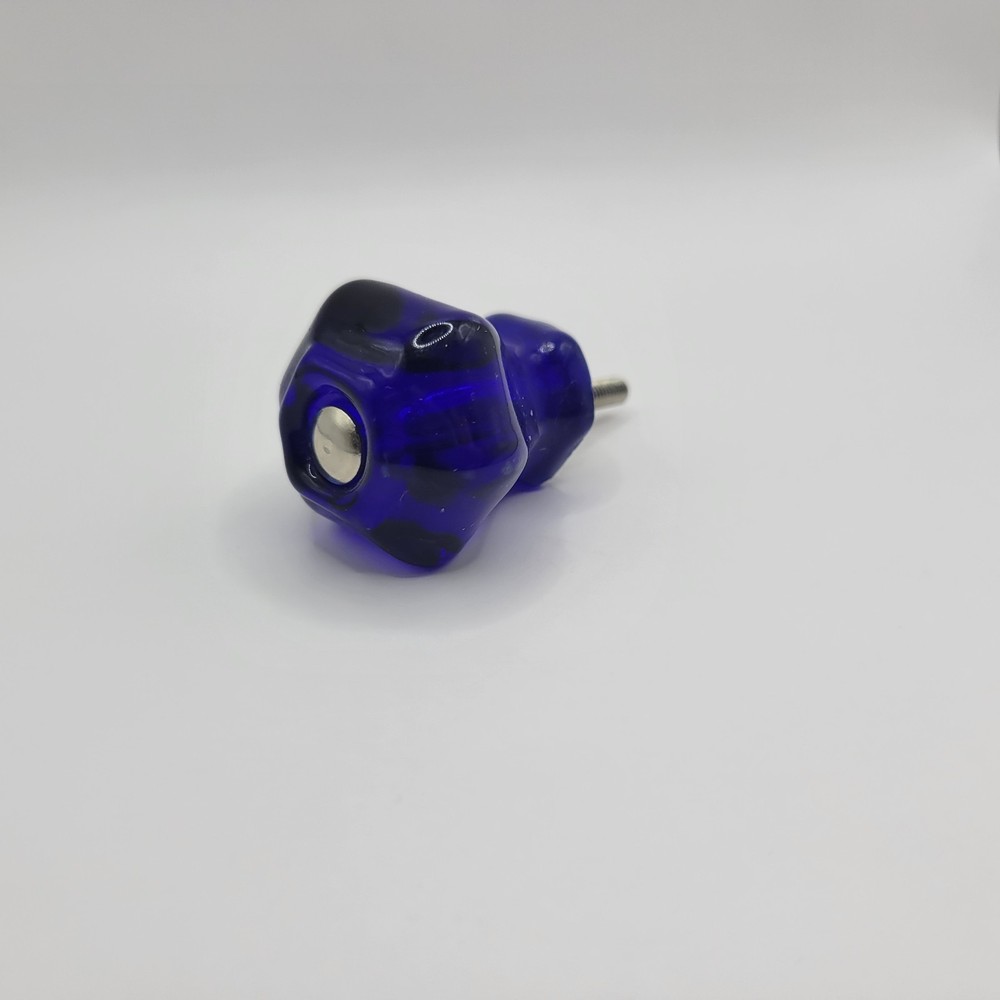 Glass Cabinet Knobs Pulls Vintage Depression Era Inspired Cobalt Blue