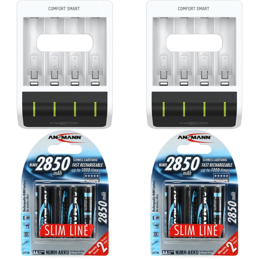 Ansmann 2 Smart Chargers and 8 AA Rechargeable Batteries Bundle