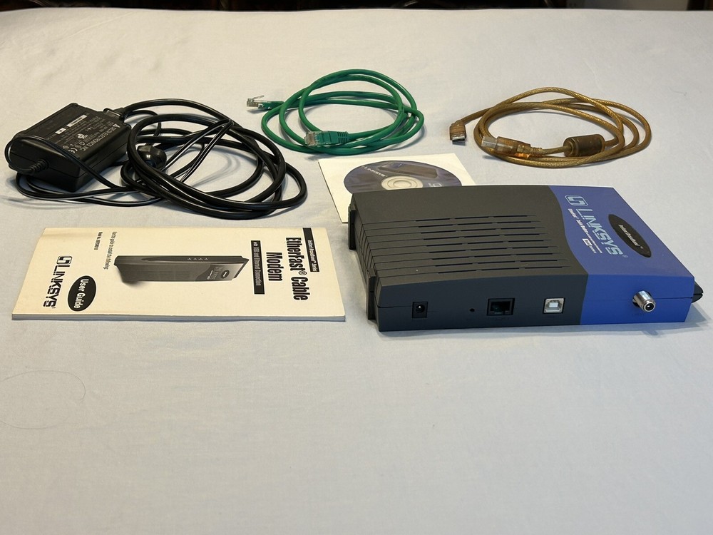 Linksys BEFCMU10 EtherFast Cable Modem USB Printer/Scanner & Ethernet Cables