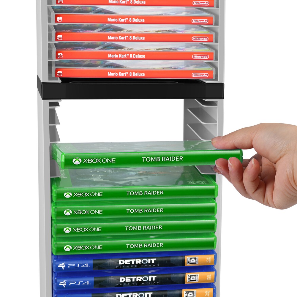 White Video Game Storage Tower for PS5, PS4, PS3, Nintendo Switch, Xbox,36 Disk