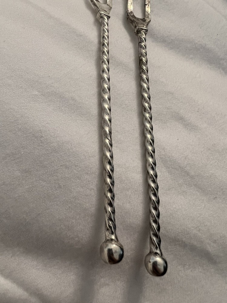 Vintage 2 Pickle Olive Forks 800 Silver Twisted Rope