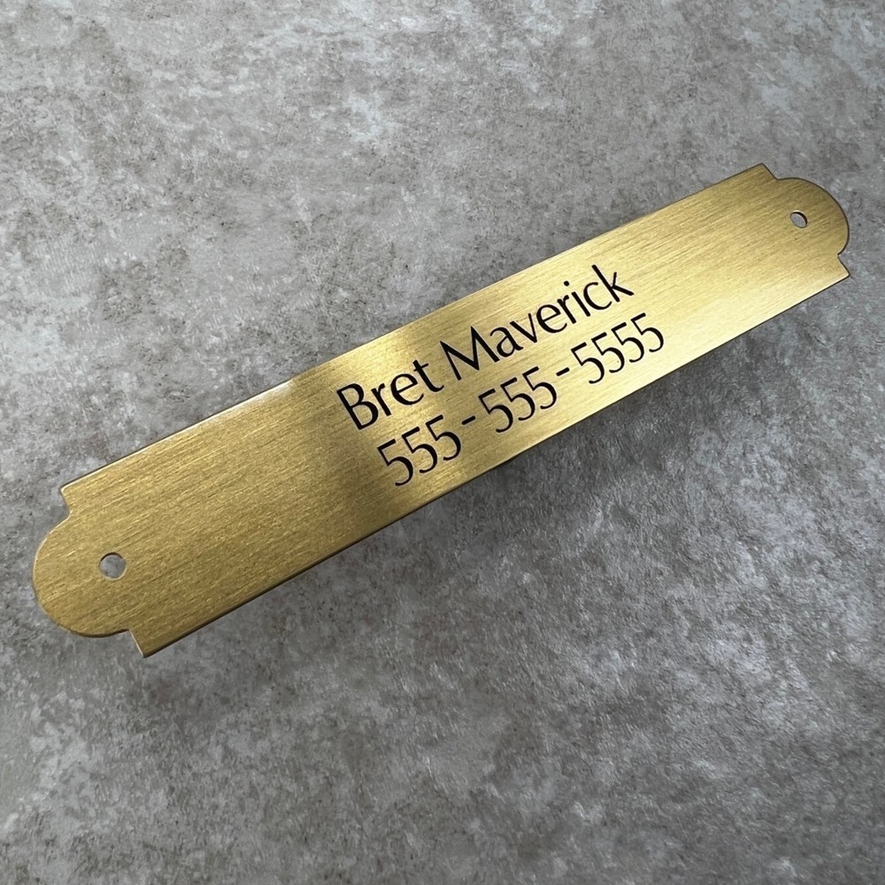 Custom Engraved Tags Personalized NAME PLATE Stained BRUSHED BRASS EXTRA LARGE
