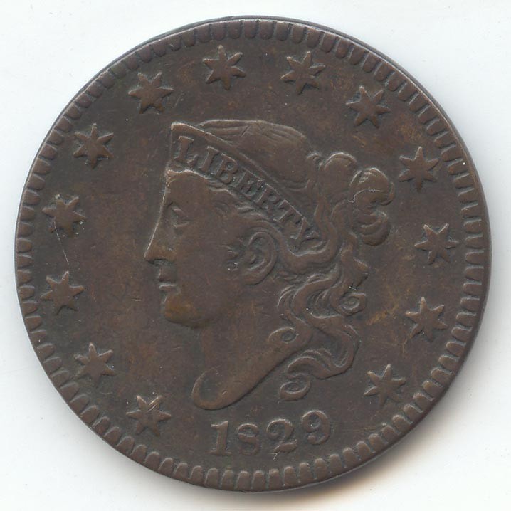 1829 Coronet Head Large Cent, Original VF