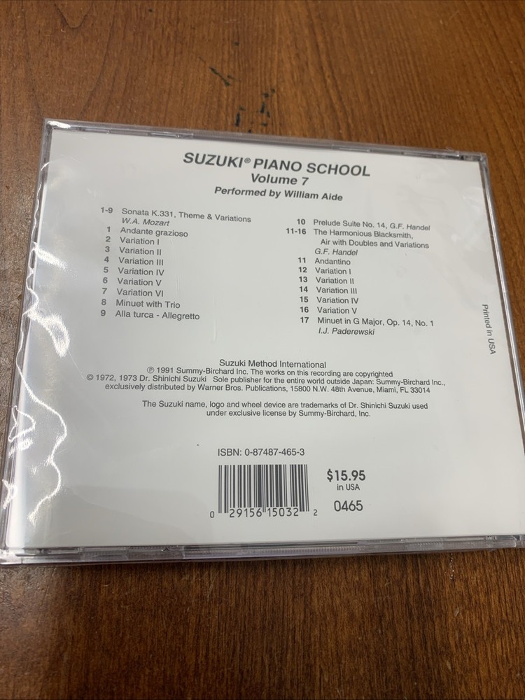 Suzuki Piano School Volume 7 CD William Aide